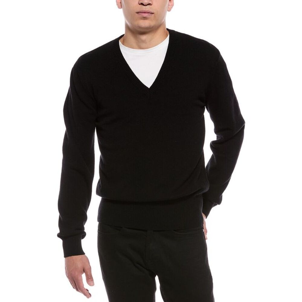 Blk Dnm Mens Cashmere-Blend V-Neck Sweater, Black